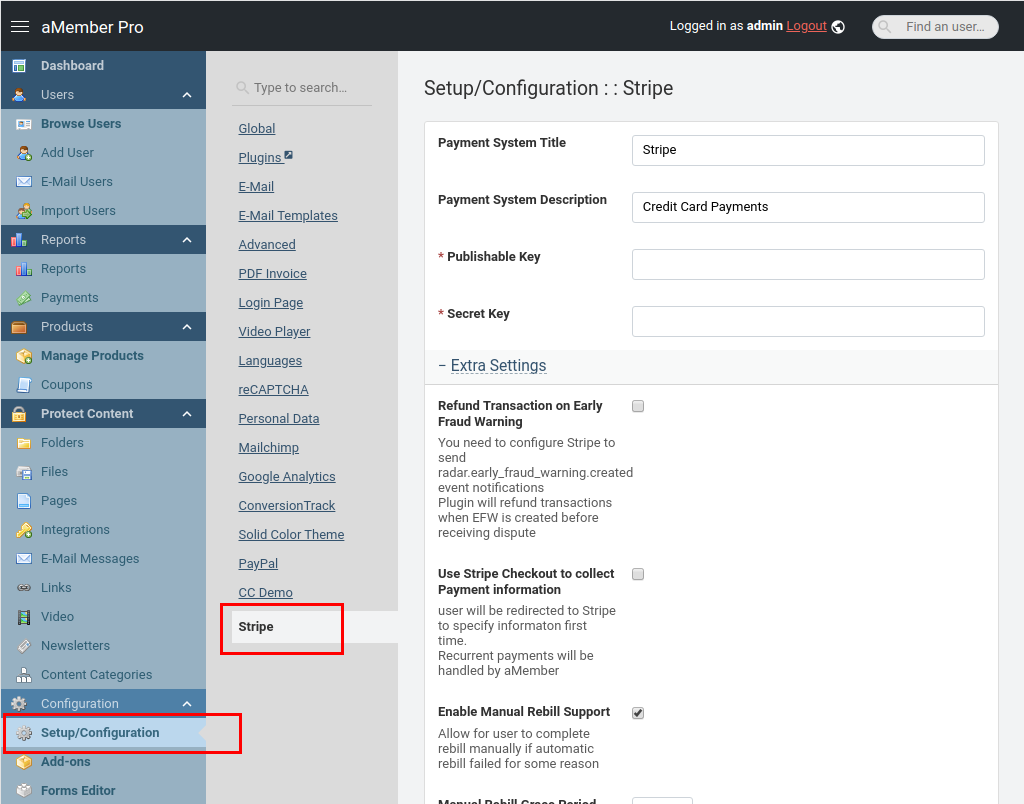 Configure Plugin in Setup 