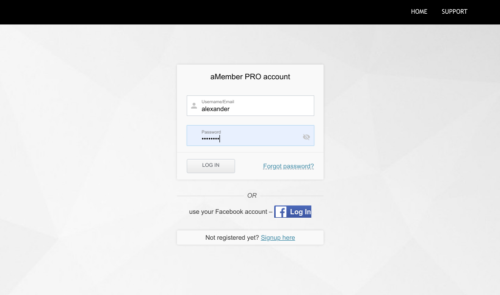 Login Into aMember